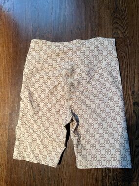 Anine Bing Sport Beige Monogram Shorts